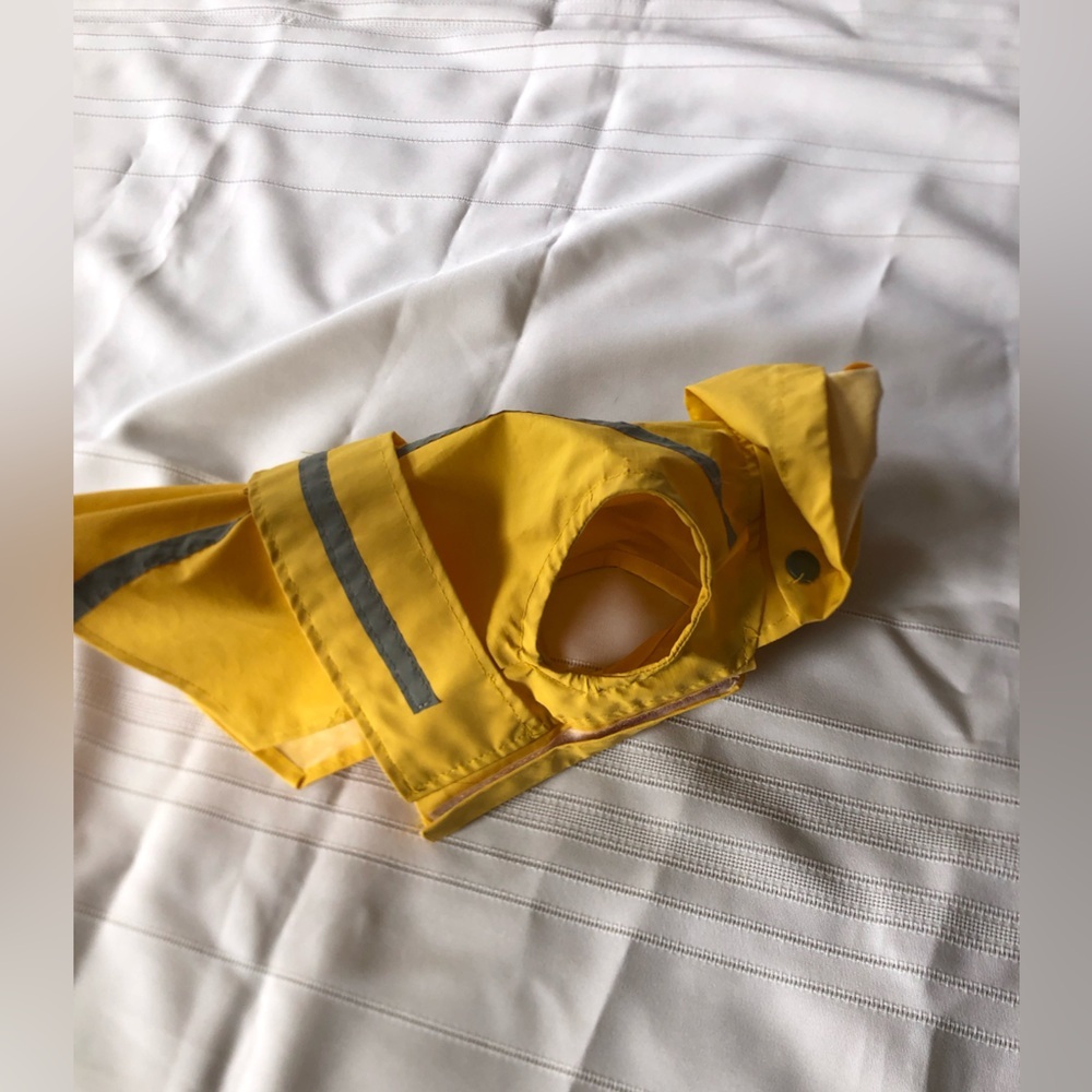 Small Yellow Dog Raincoat with Reflective Stripes
